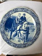 Delfts Blauw Wandbord met Koets-rijtuig paard, Ophalen