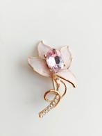 Roze lelie bloem broche met kristal, Met kristal, Overige materialen, Ophalen of Verzenden, Zo goed als nieuw