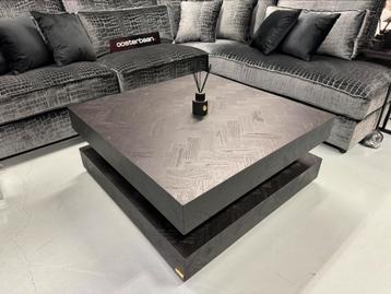 Luxe Black Oak Hamburger 100x100cm Salontafel Visgraat NIEUW beschikbaar voor biedingen
