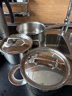 BK Pannenset: 2 pannen + steelpan, Huis en Inrichting, Keuken | Potten en Pannen, Ophalen, Gebruikt, Inductieplaat, Pannenset
