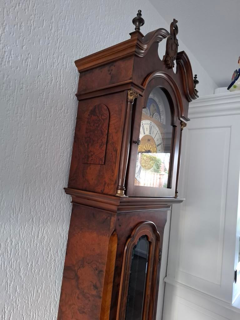 Antieke Staande Klok met Zware Westminster Gong & Maanstand, Ophalen