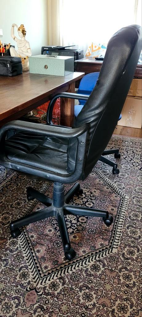 Skai leren bureaustoel (groot), Huis en Inrichting, Bureaustoelen, Gebruikt, Bureaustoel, Zwart, Ophalen