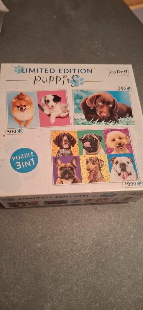 Trefl Puppies 3in1 Legpuzzel Limited Edition, Hobby en Vrije tijd, Denksport en Puzzels, Zo goed als nieuw, Legpuzzel, 500 t/m 1500 stukjes