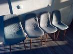 Set van 4 grijze eetkamerstoelen, Huis en Inrichting, Stoelen, Hout, Gebruikt, Ophalen of Verzenden, Vier