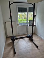 Squatrek met bankje, barbell en gewichten, Sport en Fitness, Fitnessapparatuur, Ophalen, Benen, Gebruikt, Krachtstation