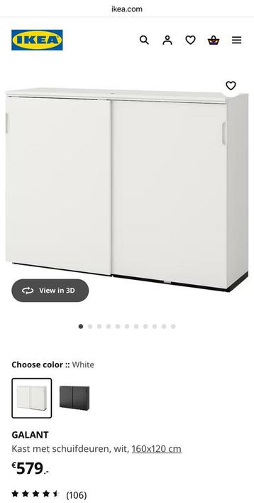 2x IKEA GALANT kast met schuifdeuren - wit - 160x120 cm - afbeelding 4