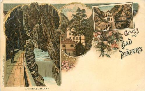 (379-005-021) Bad Pfäfers Litho, Verzamelen, Ansichtkaarten | Buitenland, Overig Europa, Ophalen of Verzenden