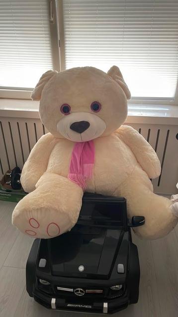 Xxl teddybeer met roze sjaal beschikbaar voor biedingen