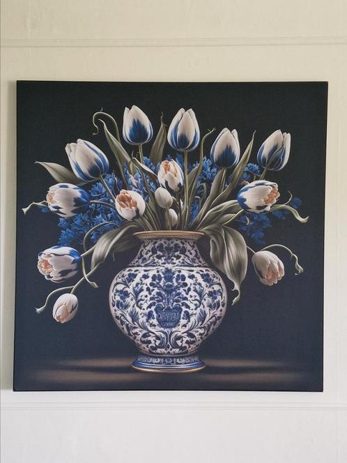 foto op doek " Tulpen in vaas " van Rene Ladenius., Antiek en Kunst, Kunst | Schilderijen | Abstract, Ophalen of Verzenden