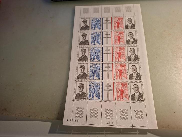 Frankrijk, sterfdag Charles de Gaulle, compleet vel, 1971, Postzegels en Munten, Postzegels | Volle albums en Verzamelingen, Buitenland