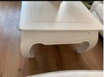 Witte mat houten salon tafel, 100 tot 150 cm, Gebruikt, Rechthoekig, Ophalen of Verzenden