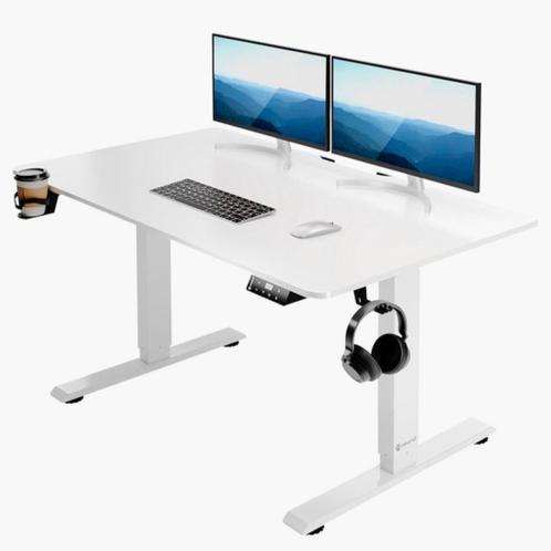 Casaria zit sta bureau verstelbaar elektrisch wit 110 x 60cm, Huis en Inrichting, Bureaus, Zo goed als nieuw, Stabureau, Elektrisch