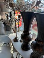 2 Zwarte Vazen - Stijlvol Decoratief, Overige materialen, 50 tot 75 cm, Zwart, Nieuw