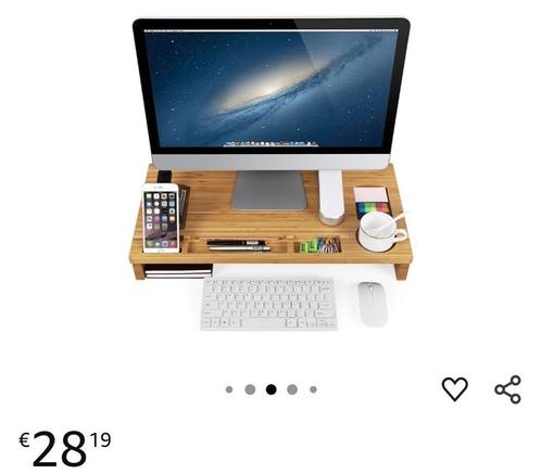 Monitor standaard en organizer (bamboe) twv €28, Computers en Software, Overige Computers en Software, Gebruikt, Ophalen of Verzenden