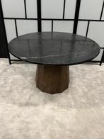 Eettafel Bodhi Rond Marmer Zwart Mango Hout Poot 120cm, Huis en Inrichting, 100 tot 150 cm, Rond, Ophalen of Verzenden, Zo goed als nieuw