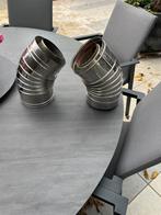 2x RVS 45 graden dubbelwandig rookkanaal bochten, Ophalen, Bochten, Gebruikt, Rvs