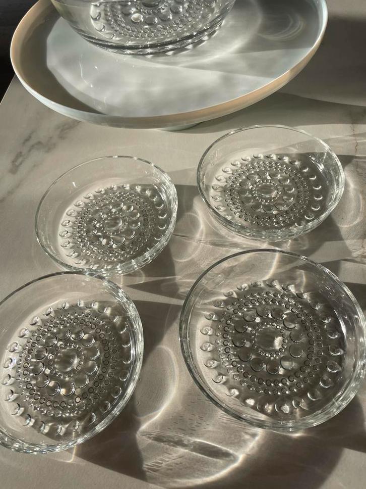 Vintage Glazen Serveerschalen Set Bubbelpatroon, Antiek en Kunst, Antiek | Glas en Kristal, Ophalen of Verzenden