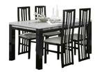 Eettafel Chrome Hoogglans MDF zwart wit-Blok poten-ACTIE-, Nieuw, Vijf personen of meer, Rechthoekig, 50 tot 100 cm