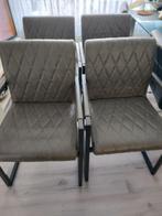 4 stuks leer stoelen, Ophalen, Gebruikt, Grijs, Leer