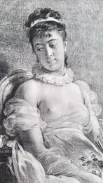 Erotische steendruk van een dame, Ophalen of Verzenden