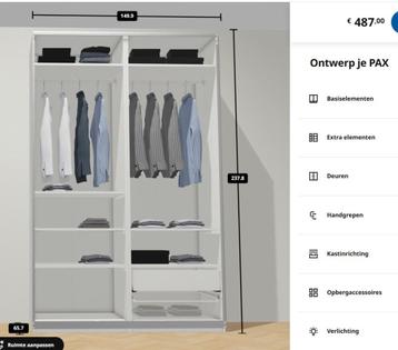 IKEA PAX kledingkast 150x58x236cm, Bezorg-/montageoptie