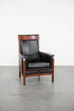Prachtige zwarte rundleren Art Deco Schuitema fauteuil, Huis en Inrichting, Ophalen, Gebruikt, -, -