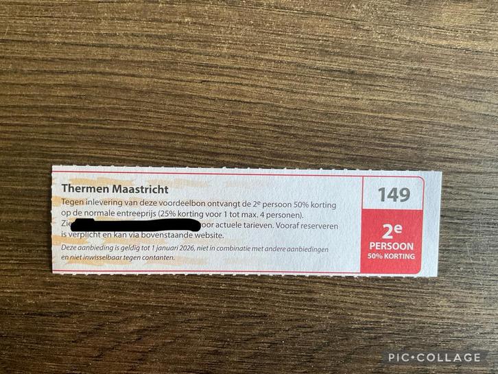 Kortingsbon voor sauna Thermen Maastricht (KWF), Tickets en Kaartjes, Kortingen en Cadeaubonnen, Twee personen, Spa of Sauna, Kortingsbon