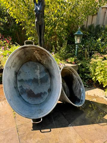 Antiek brocante vintage zinken teil inhoudsmaat  90 liter  beschikbaar voor biedingen