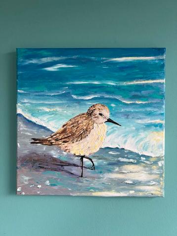 Strandloper Schilderij - Handgeschilderd beschikbaar voor biedingen