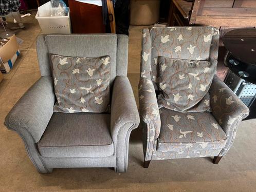 Set van 2 bijpassende grijze fauteuils, Huis en Inrichting, Fauteuils, Zo goed als nieuw, 75 tot 100 cm, Ophalen