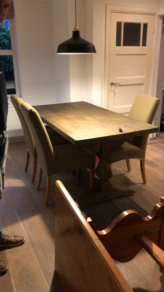 Mooie Eettafel 170x80 cm met bruine poten, Ophalen, Gebruikt, 50 tot 100 cm, 150 tot 200 cm