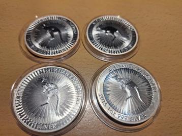 Setje, 4x kangaroo zilver munt 1 oz, 3 x 2022, 1 x 2015 beschikbaar voor biedingen