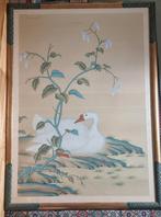 Groot vintage Chinees schilderij op zijde, eend met plant, Antiek en Kunst, Kunst | Niet-Westerse kunst, Ophalen