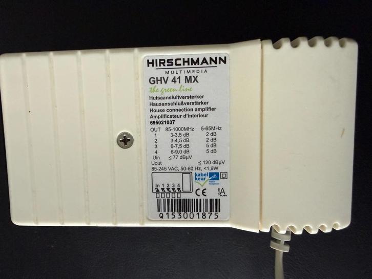 Hirschmann antenneversterker GHV 41 MX, Audio, Tv en Foto, Televisie-accessoires, Gebruikt, Ophalen of Verzenden