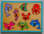 Houten noppen puzzel vissen uit de zee, Ophalen of Verzenden, Zo goed als nieuw, Overige typen