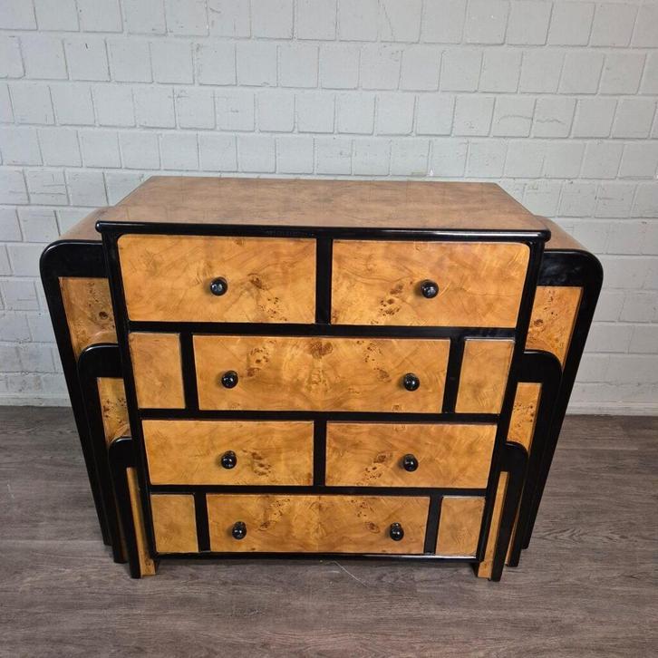 26931 Commode Berken Fineer Art Déco 1,27 m, Huis en Inrichting, Kasten | Dressoirs, Nieuw, 100 tot 150 cm, 25 tot 50 cm, Met lade(s)