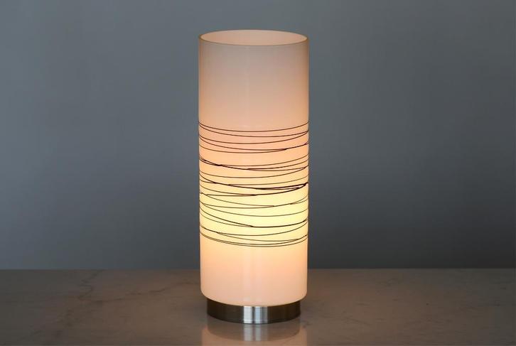 ✅ MASSIVE tafellamp cilindervorm glas retro ca. 1990, Huis en Inrichting, Lampen | Tafellampen, Zo goed als nieuw, Minder dan 50 cm