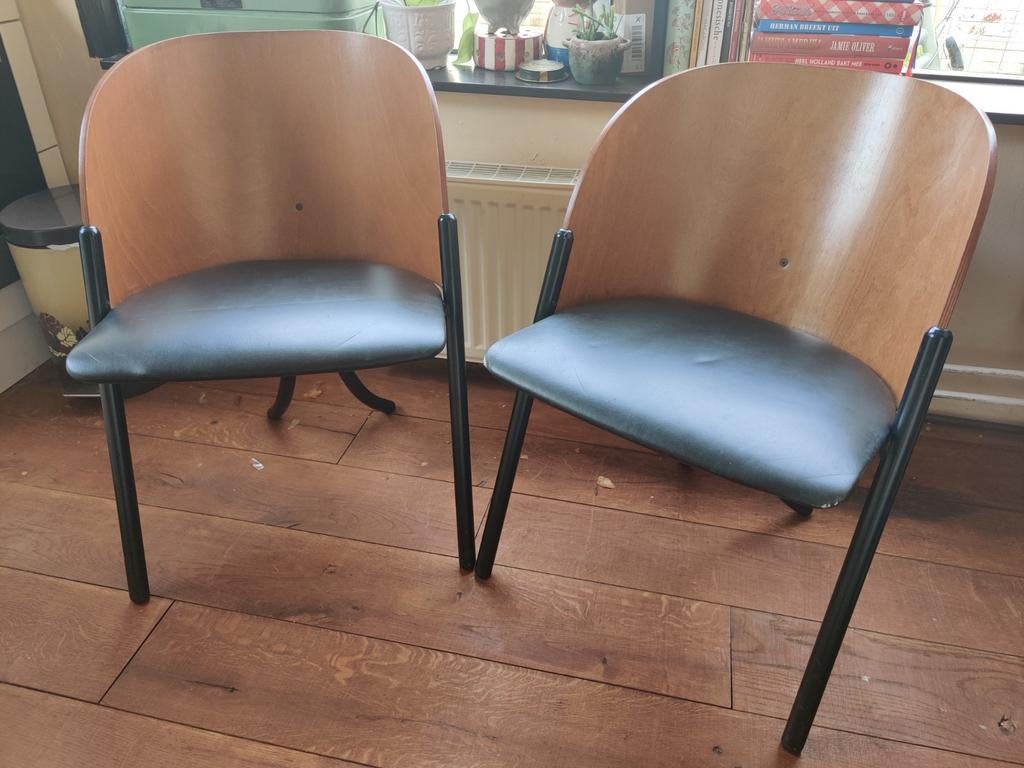 Plywood design stoelen - set van twee, Huis en Inrichting, Stoelen, Ophalen, Zo goed als nieuw, Rood