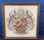 Vintage Tegeltableau met Vogels en Bloemen, Antiek en Kunst, Antiek | Wandborden en Tegels, Ophalen of Verzenden