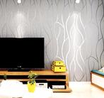 Mooi zilvergrijs behang met figuur, 5 rollen, Ophalen of Verzenden, 25 tot 50 m², Grijs