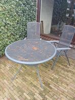 Tuinset met tafel en stoelen - Metaal, Ophalen of Verzenden, Gebruikt, Metaal, Stapelbaar