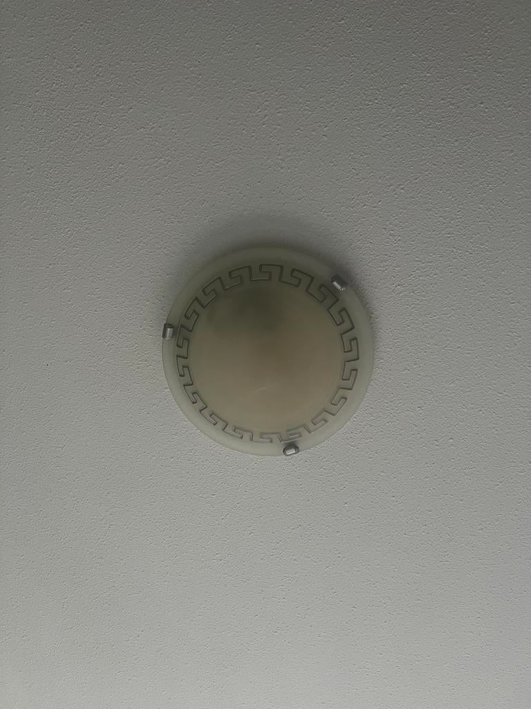 Plafondlamp met Grieks patroon, Ophalen, Gebruikt, Glas