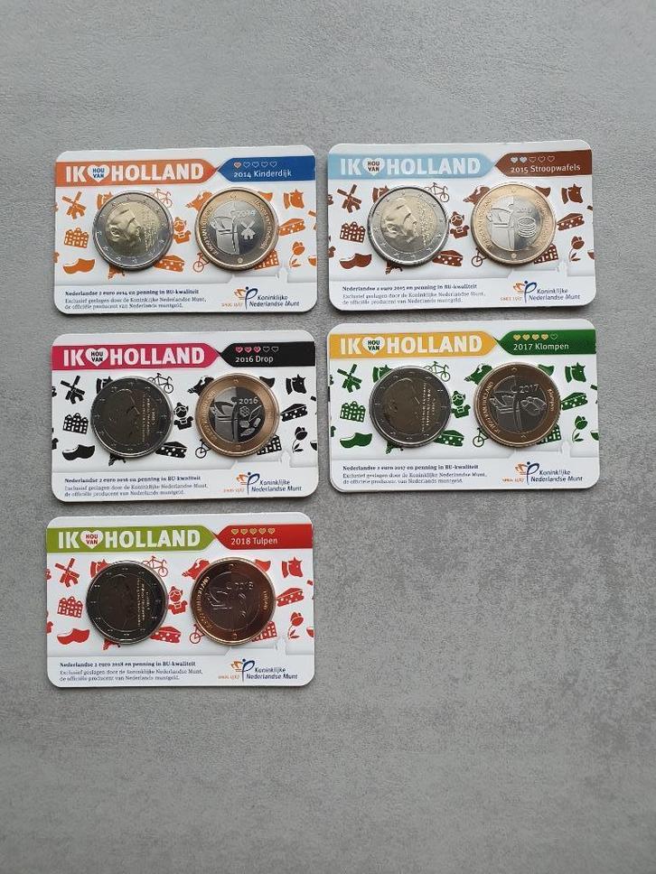 €2 euro ik hou van holland serie compleet 2014-2018 Coincard, Postzegels en Munten, Munten | Nederland, Setje, Euro's, Koningin Beatrix