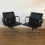 2 IZGS Vitra Eames Aluminium stoel 108 chroom zwart leer, Zwart, Leer, Ophalen of Verzenden, Zo goed als nieuw
