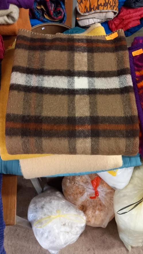 Vintage Wollen Deken - Bruin/Wit Ruit, Antiek en Kunst, Antiek | Kleden en Textiel, Ophalen of Verzenden
