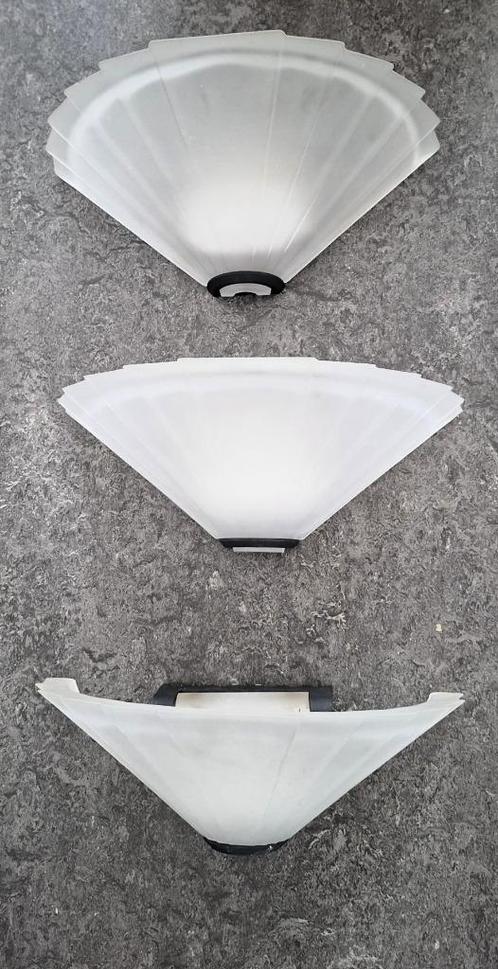 3x Italiaans design wandlamp uplight art deco Lita Eventail, Huis en Inrichting, Lampen | Wandlampen, Gebruikt, Glas, Ophalen of Verzenden