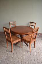 Prachtige ronde antieke mahonie eettafel met 4 stoelen., Antiek en Kunst, Antiek | Meubels | Tafels, Verzenden