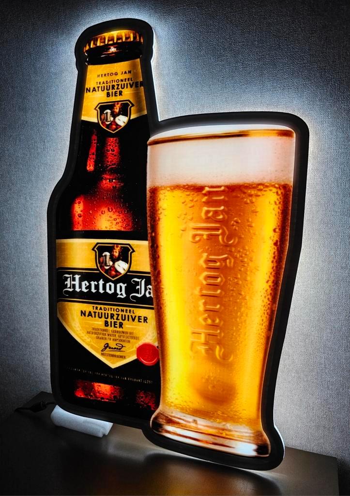 Mooie HERTOG JAN led reclame verlichting 65 x 40CM, Verzamelen, Biermerken, Nieuw, Reclamebord, Plaat of Schild, Hertog Jan, Ophalen of Verzenden