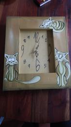 katten klok hout nieuw, Ophalen of Verzenden, Nieuw, Analoog, Wandklok