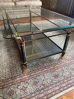 Salontafel italiaans design tafel glas met messing vintage, Huis en Inrichting, 100 tot 150 cm, Minder dan 50 cm, Rechthoekig